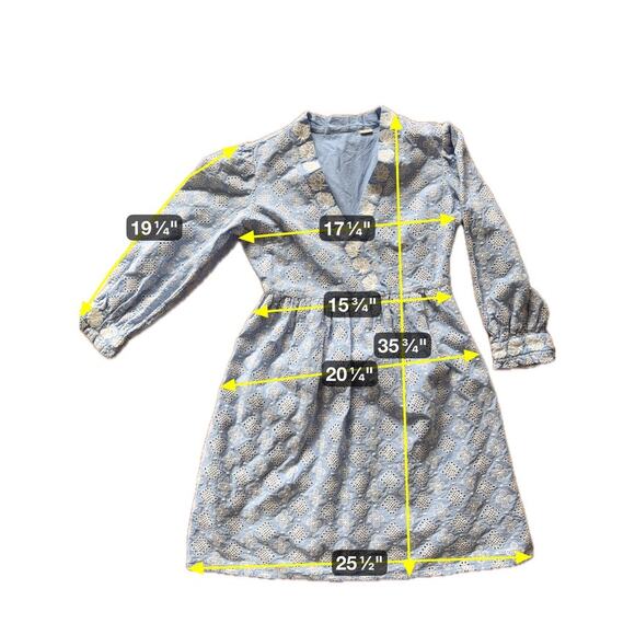 Mahila by Tolani x Sundance Blue/White Eyelet Long Sleeve Dress Sz M MSRP $174 - Picture 8 of 8